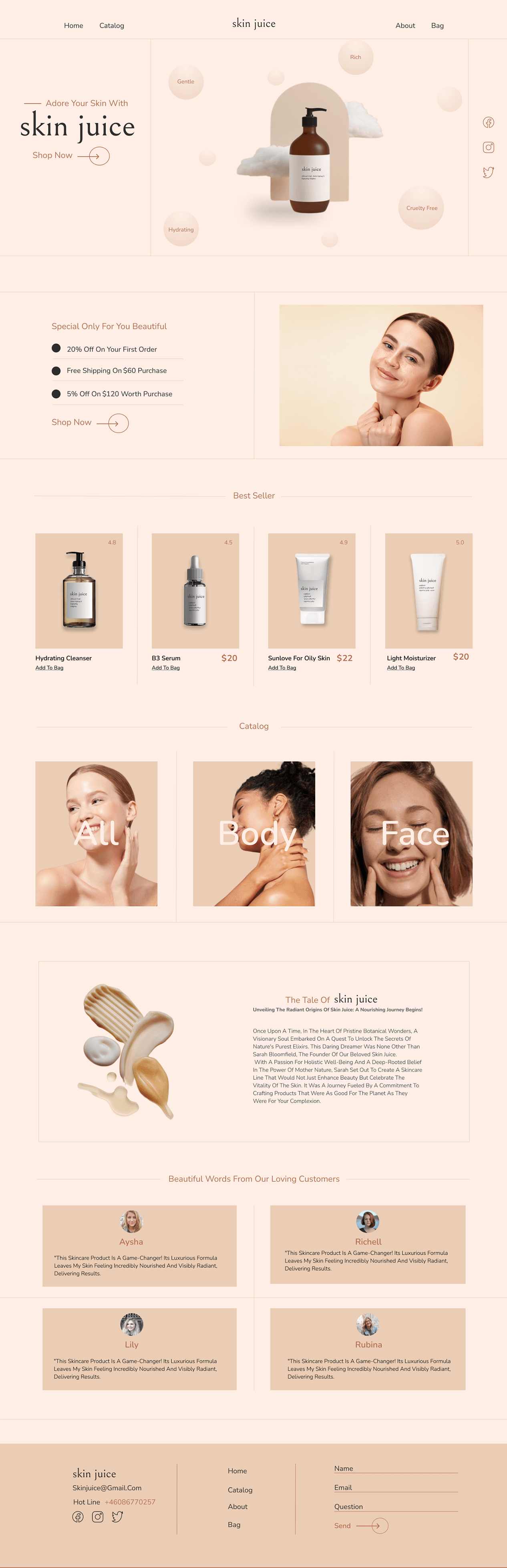 Skin Care graphic design ui uiux website design