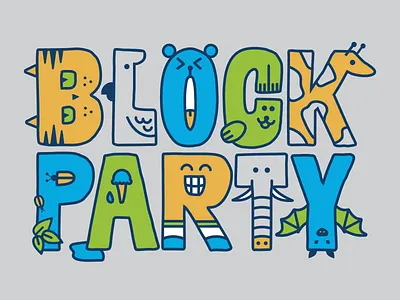 Block Party at the Zoo! animals block party branding design graphic design illustration typography vector wichita zoo