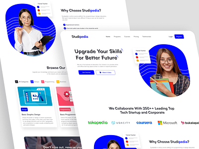 Studipedia - Landing Page Design branding course design e course e learning exploration homepage landing page landingpage learn online class typography uidesign uxdesign