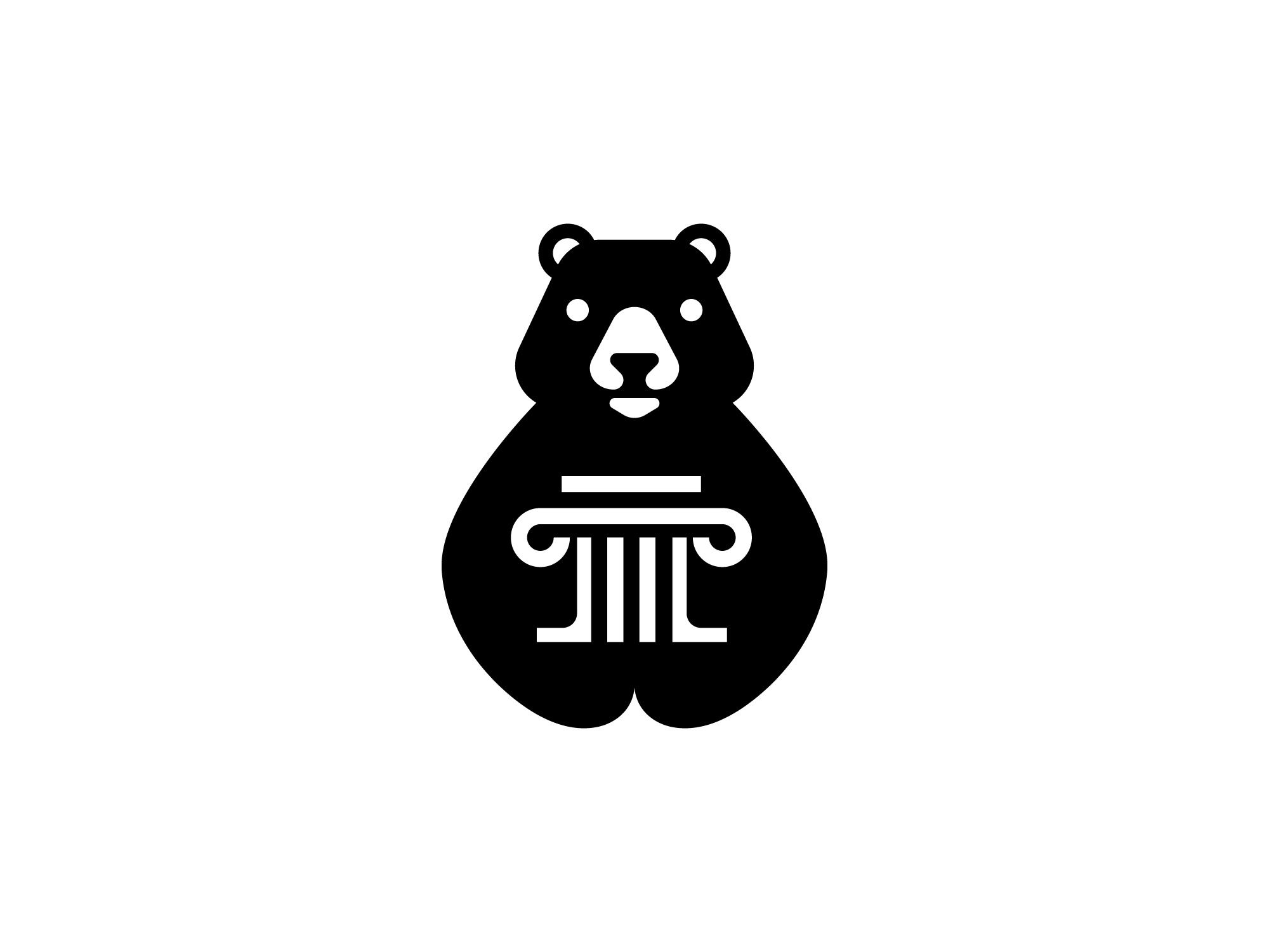 Modern Black And White Bear Pillar Logo