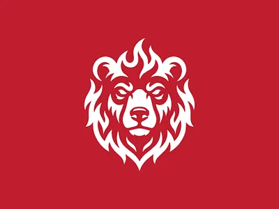 Modern Iconic Bear Fire Head Logo abstract animal animals bear brand and identity crest emblem face fire head heraldry light logo logodesigner minimilist premade logos secure strength warm wild