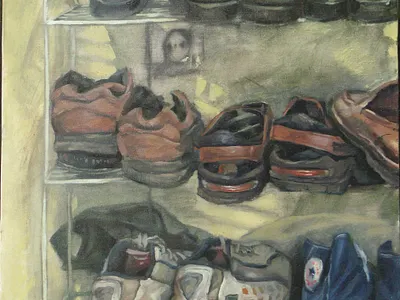 Still Life: Study of Shoes fine art oil painting still life texture traditional art