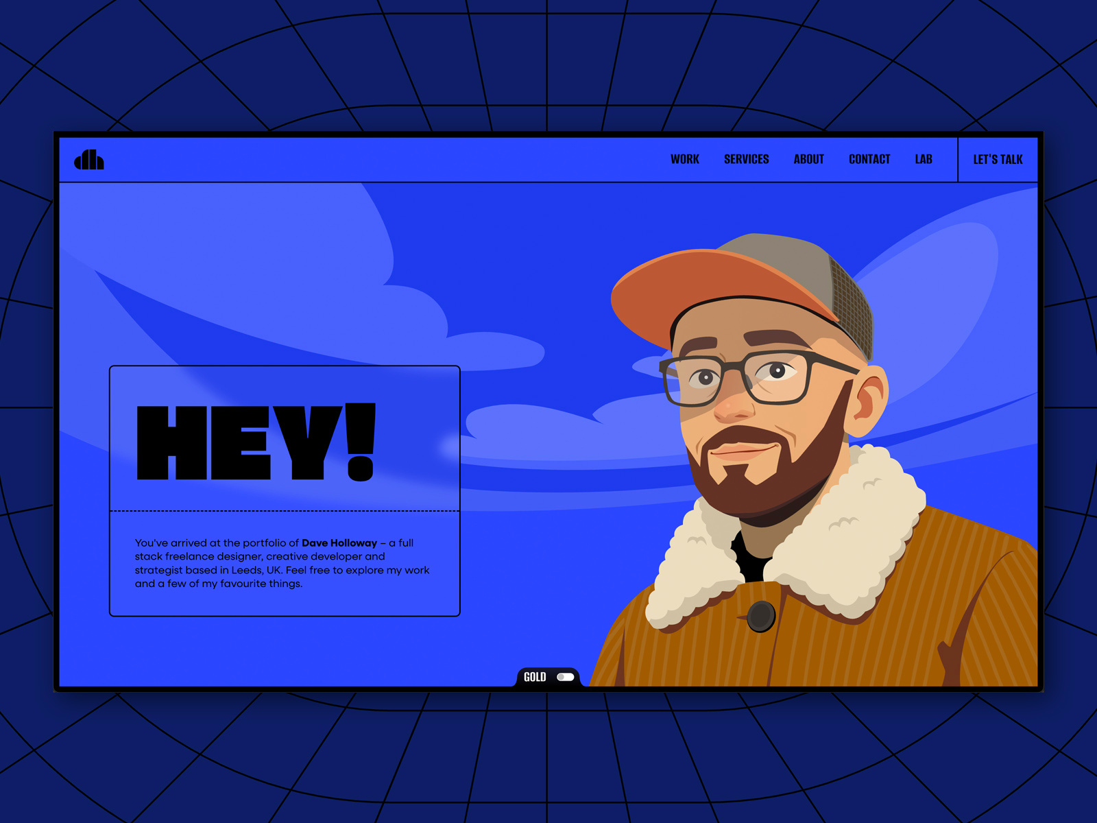 Dave Holloway - Portfolio Website 2026 - Showcase animation astro creative development figma gsap illustration interaction design microinteractions rive three.js transitions ui web design webgl