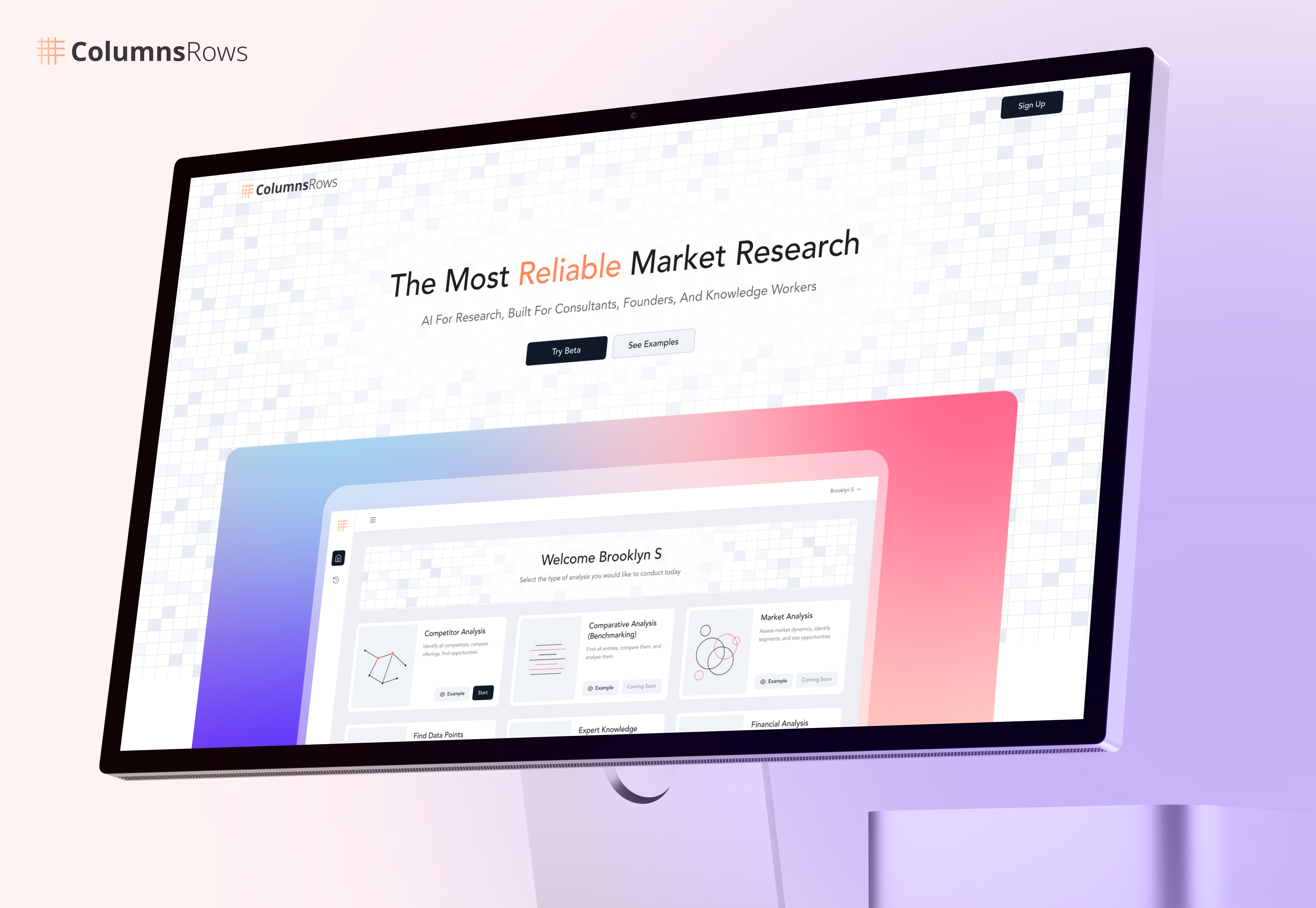 ColumnsRows | Minimalist Research Platform Design b2b cleanui landingpage productdesign researchtech saas uxdesign