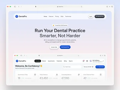 DentalPro — SaaS Landing Page Hero Section interface product service startup ui ux web