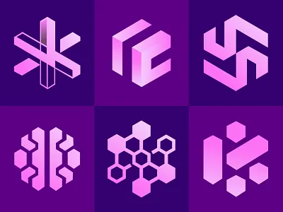 Modern Geometric Tech Logo Collection abstract logo digital brand futuristic style geometric logo minimal branding modular design system logo tech identity