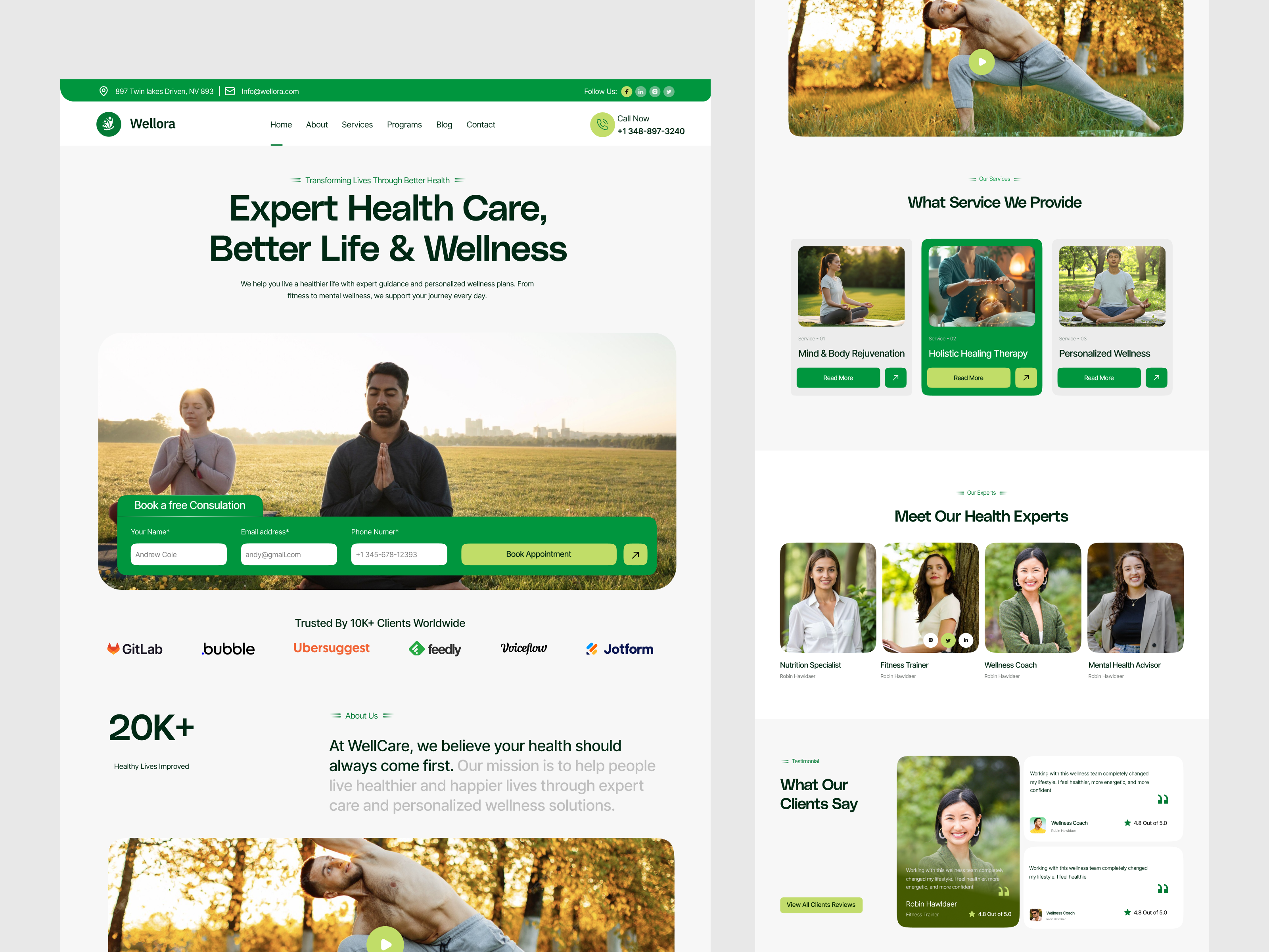 Wellness & Healthcare Landing Page b2b d2c doctor health service health tech healthcare healthcare website landing page medical medical sales medical service medication meditation saas telehealth web design website wellbeing wellness wellness website