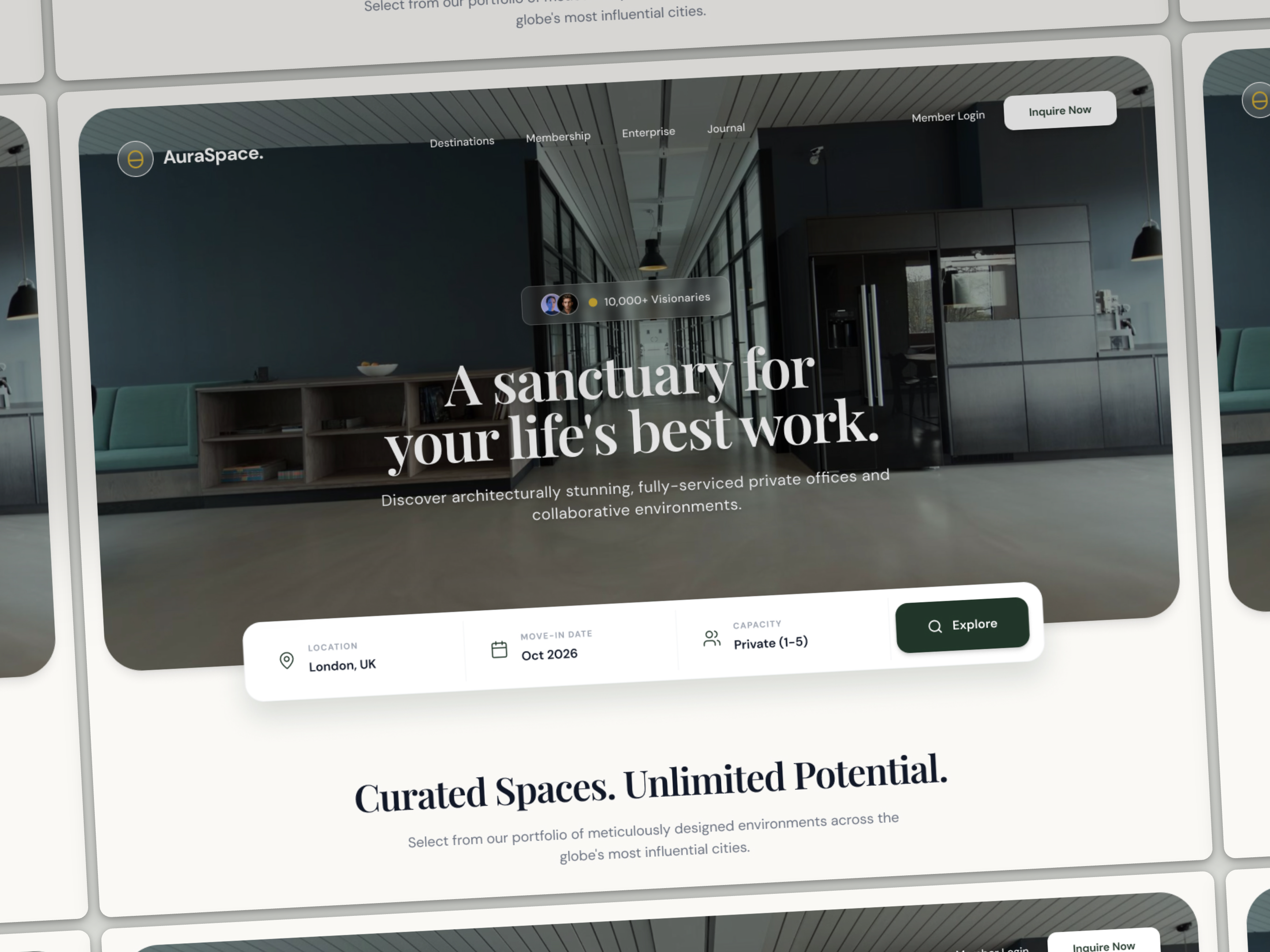 AuraSpace — Premium Workspace Landing Experience 2026 datavisualization editorial figma landing page luxury new trend ui ux web