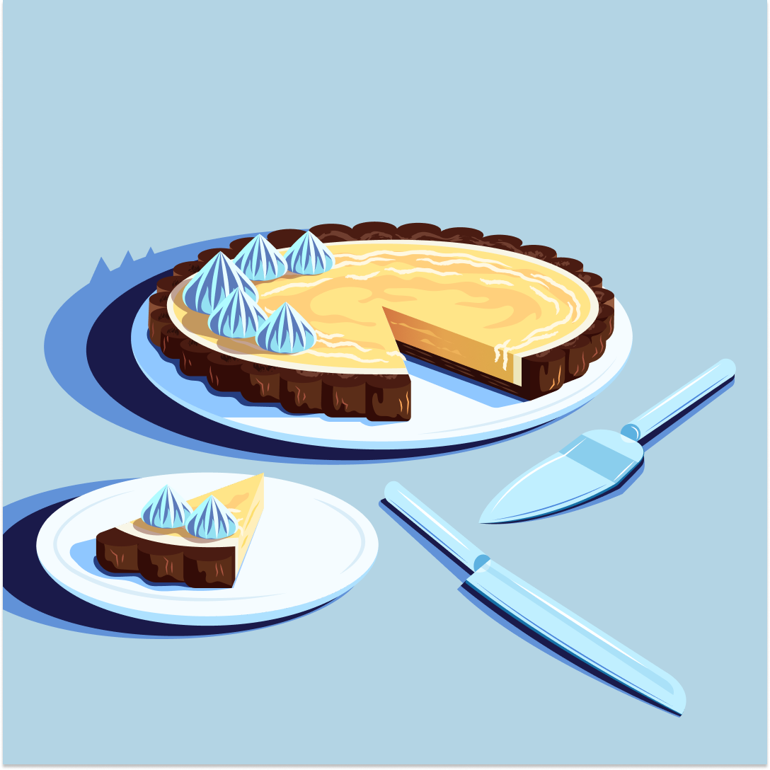 Chocolate Lemon Meringue Pie art bakery cake chocolate delicious design dessert food illustration illustrator knife lemon pie restaurant sweet vector
