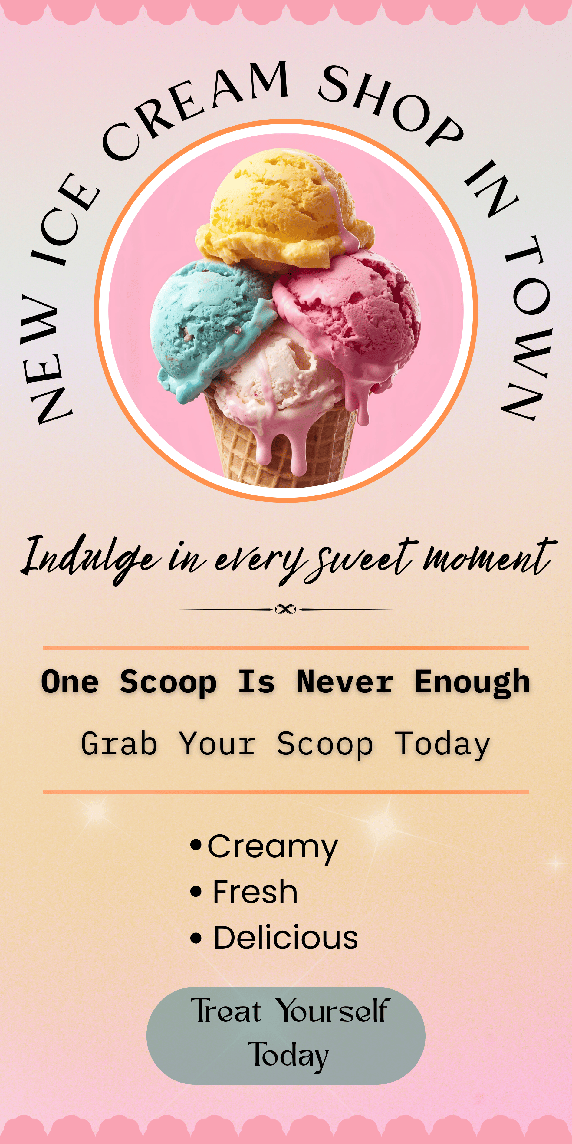 Minimalist Banner Design for Ice Cream Shop aesthetic banner design creative creative design cute food branding graphic design illustration minimal design minimalist social media marketing