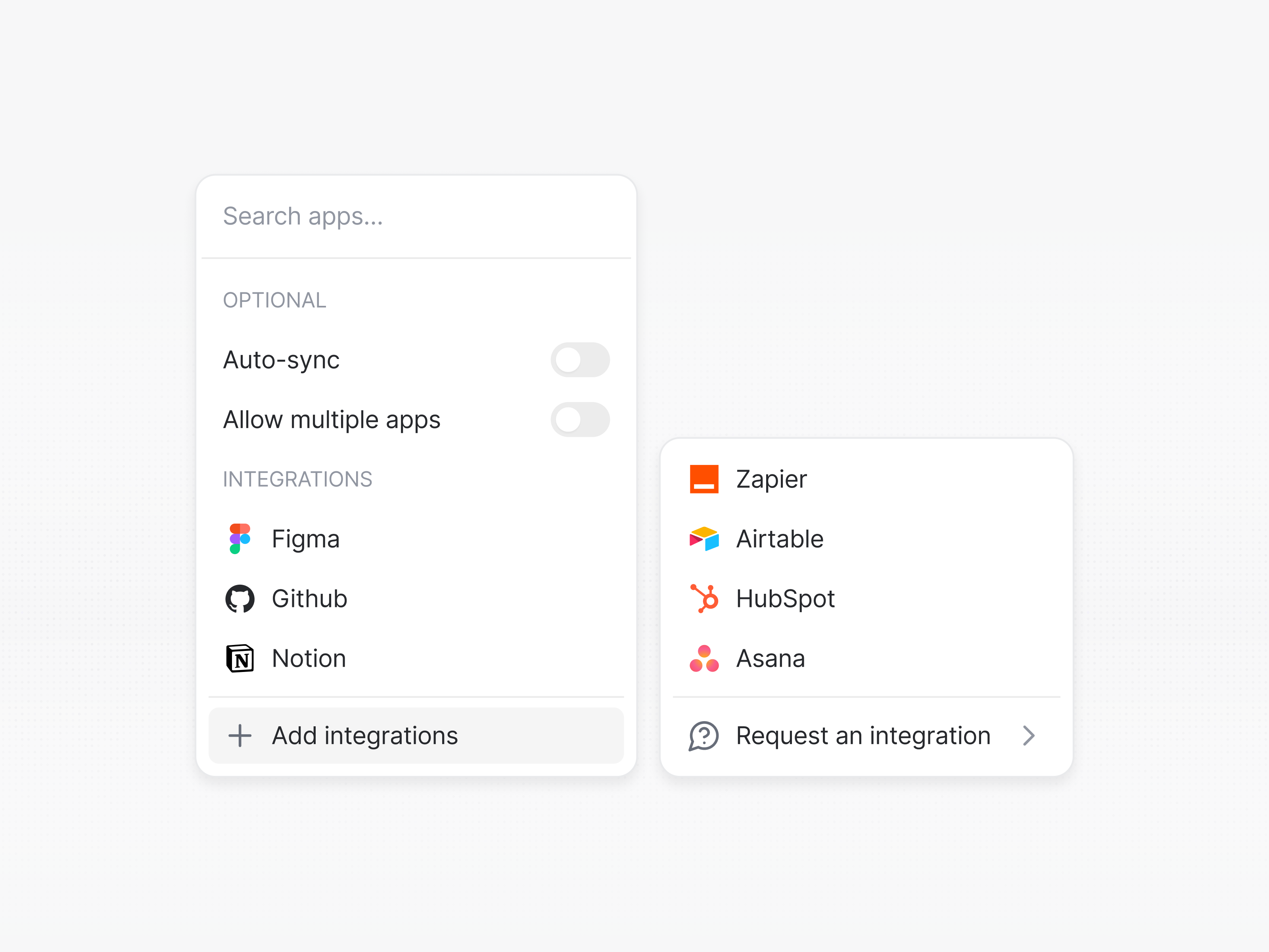 Add Integration Search Dropdown ⚡