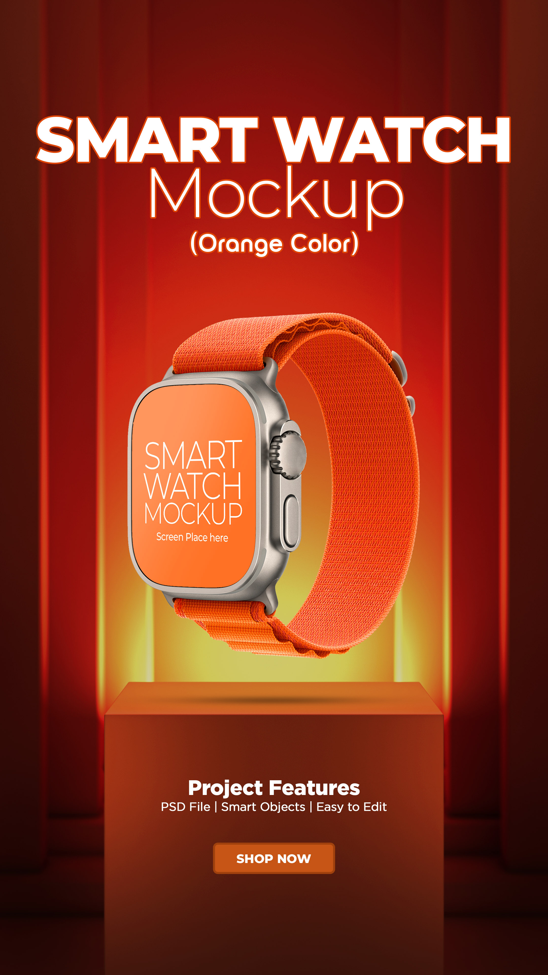 Smart-Watch Mockup 3d branding graphic design mockup orange photoshop smart watch