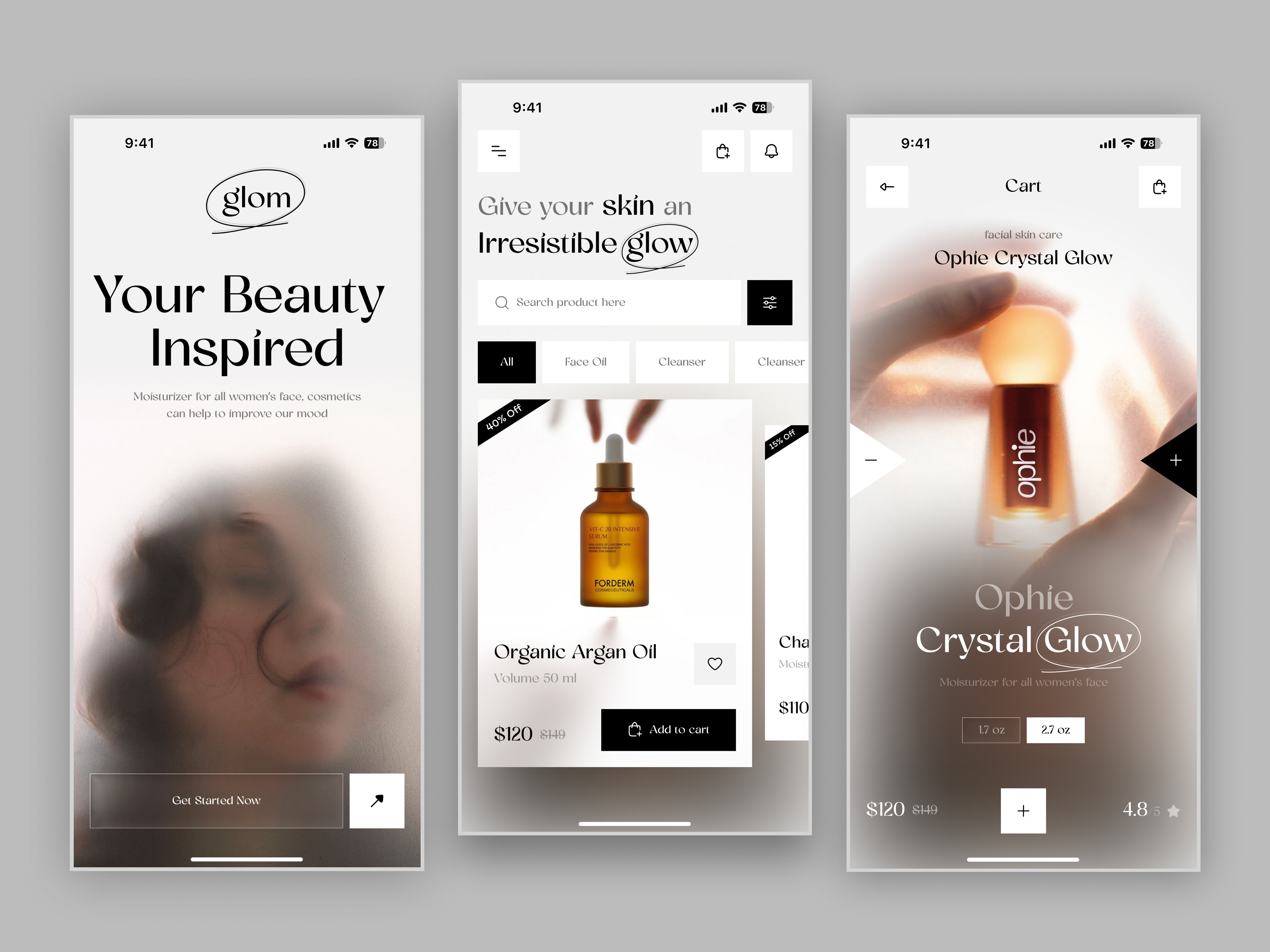 Skincare E-commerce Mobile App UI