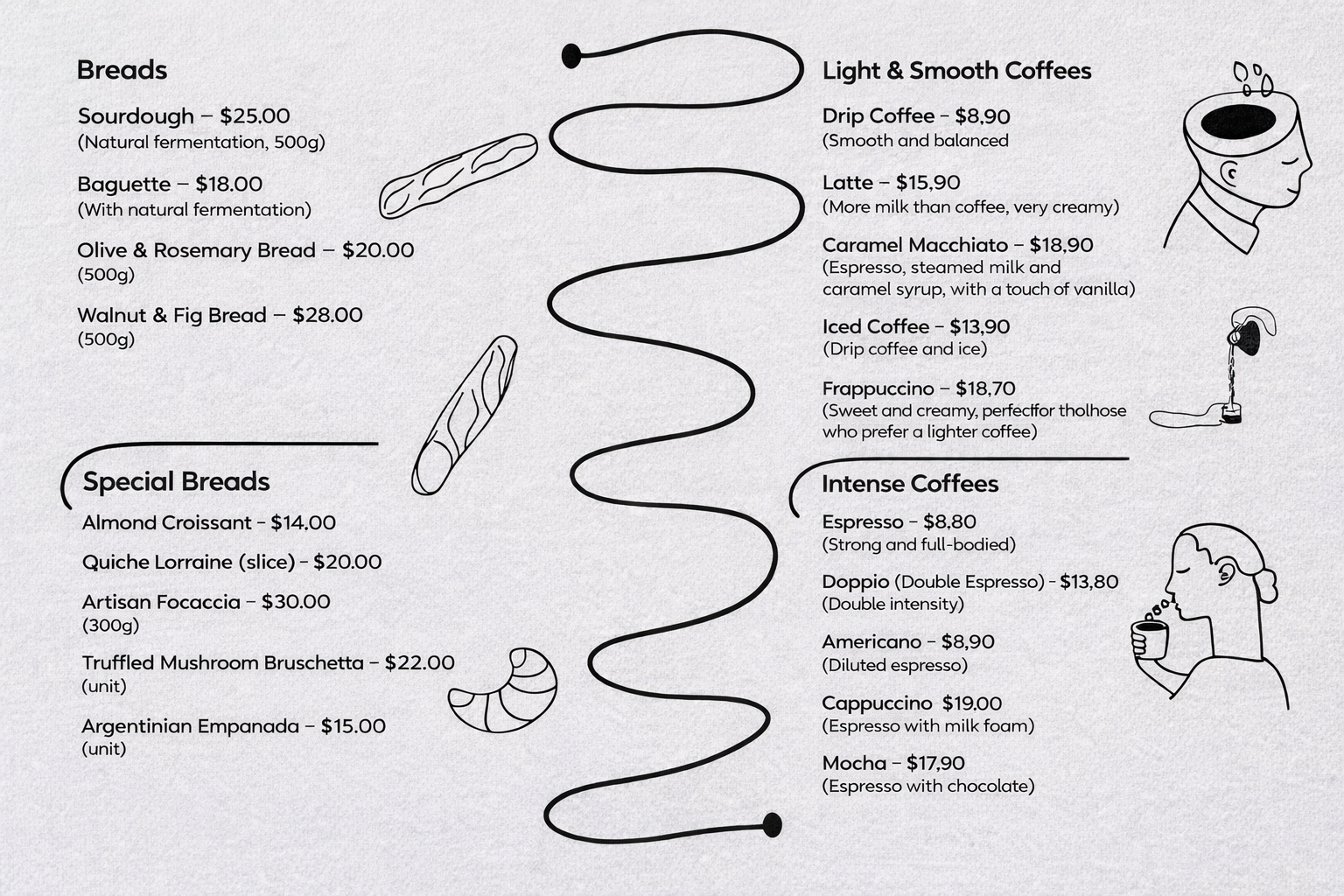Zoya Coffee Menu Design