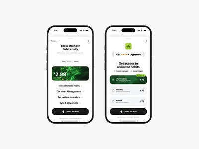 Paywall Variations bottom sheet design trends 2026 habit tracker habitica light paywall
