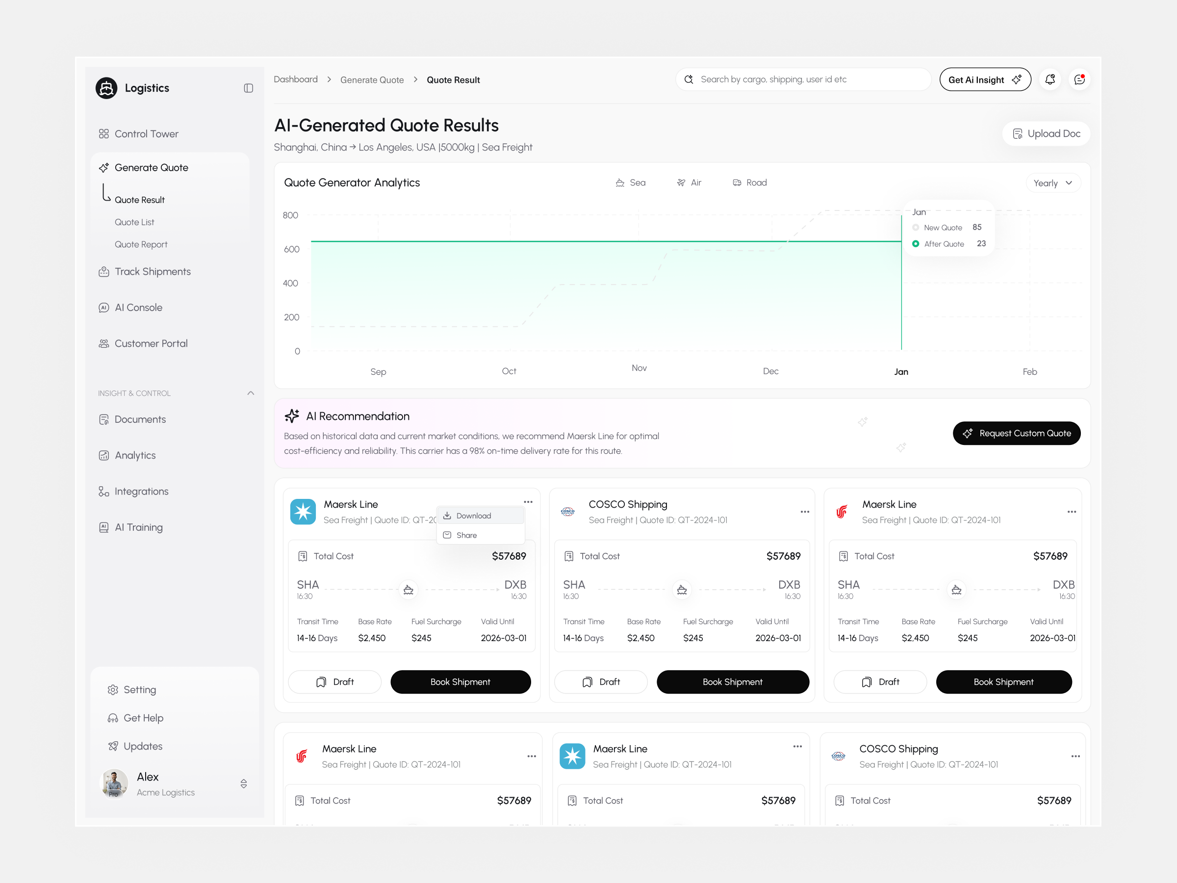 Logistics & Fleet Management - AI Freight Automation Dashboard ai ai agents management ai assistant ai dashboard ai freight automation platform automation platform car ai assistant dashboard dashboard dashboard ui data dashboard enterprise design system logistics modern dashboard product saas dashboard ui ux ux web ui