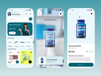 Medicine E-commerce App UI Design app e commerce ecommerce health app health care medical mobile app online pharmacy pharmacy pharmacy app product design smart health app supplements supplements app telemedicine