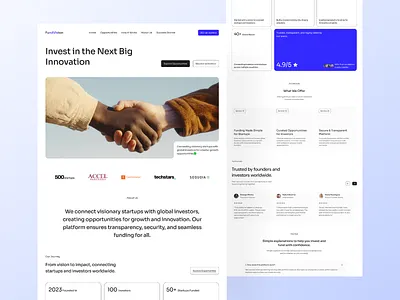 FundVision – Startup Investment Landing Page design funding website landing page design startup startup website ui website design