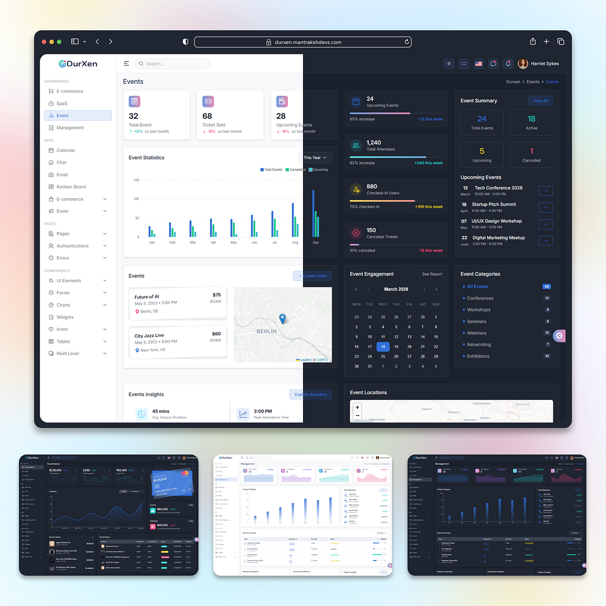 Durxen | Modern Admin Dashboard Template (React, Next.js & HTML)