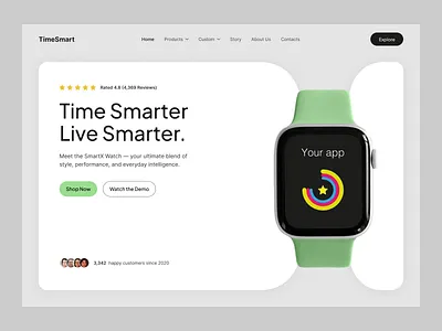 Smart watch website ui design b2b design figma hero interface landing page minimal modern saas smartwatch startup ui user interface ux web design website