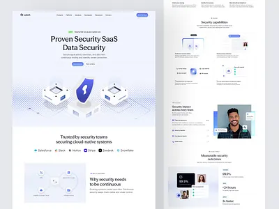Latch - Cybersecurity Landing Page animate b2b clean cybersecurity cybersecurity landing page data security dipa inhouse landing page light mode malware modern network security saas security startup ui design uiux web design website