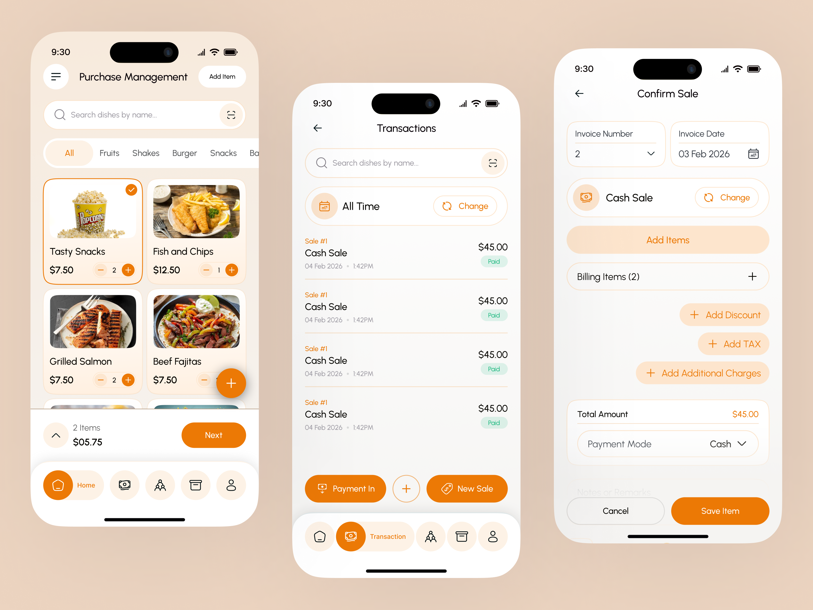 Smart Food Ordering & POS Mobile App UI