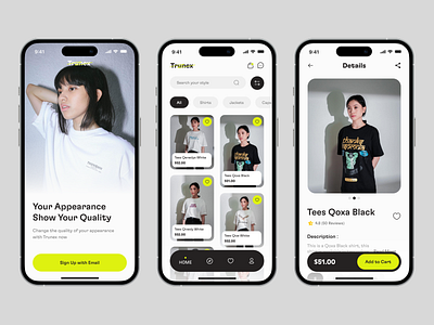 Trunex - Fashion Store Mobile App 2023 agency landing page agency web design app brand branding design dribble best shot fashion store graphic design mobile app store trend ui ui design uidesign uiux uiuxdesign ux