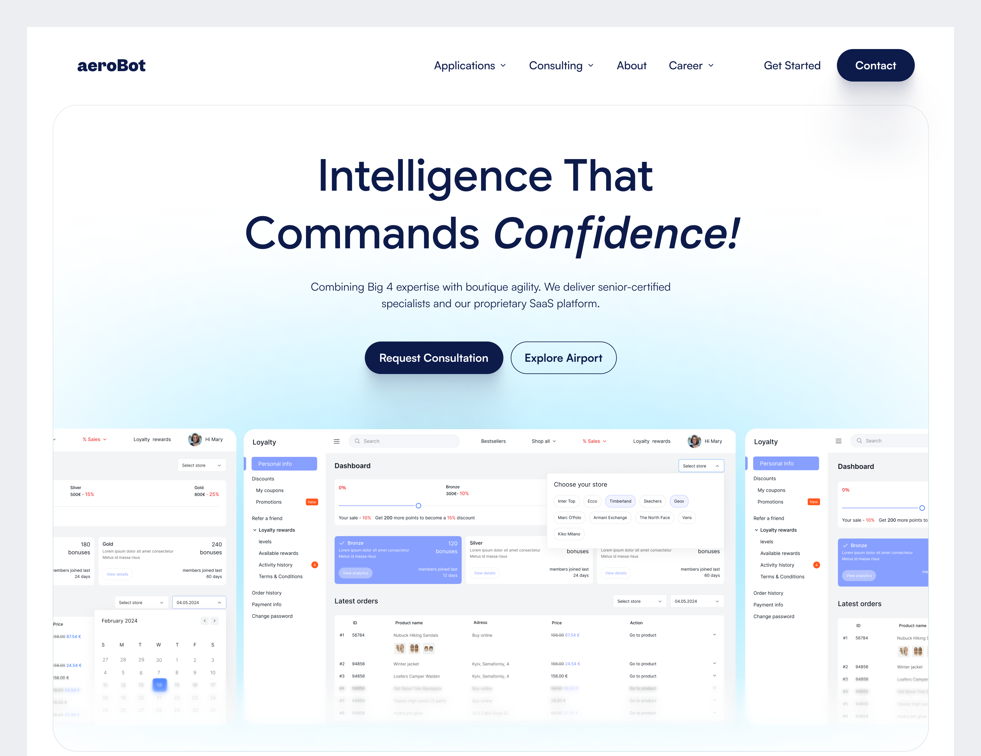 aeroBot Aviation SaaS Dashboard & Landing Page ai assistant ai dashboard app design branding design graphic design hero section illustration logo ui vector web website website design