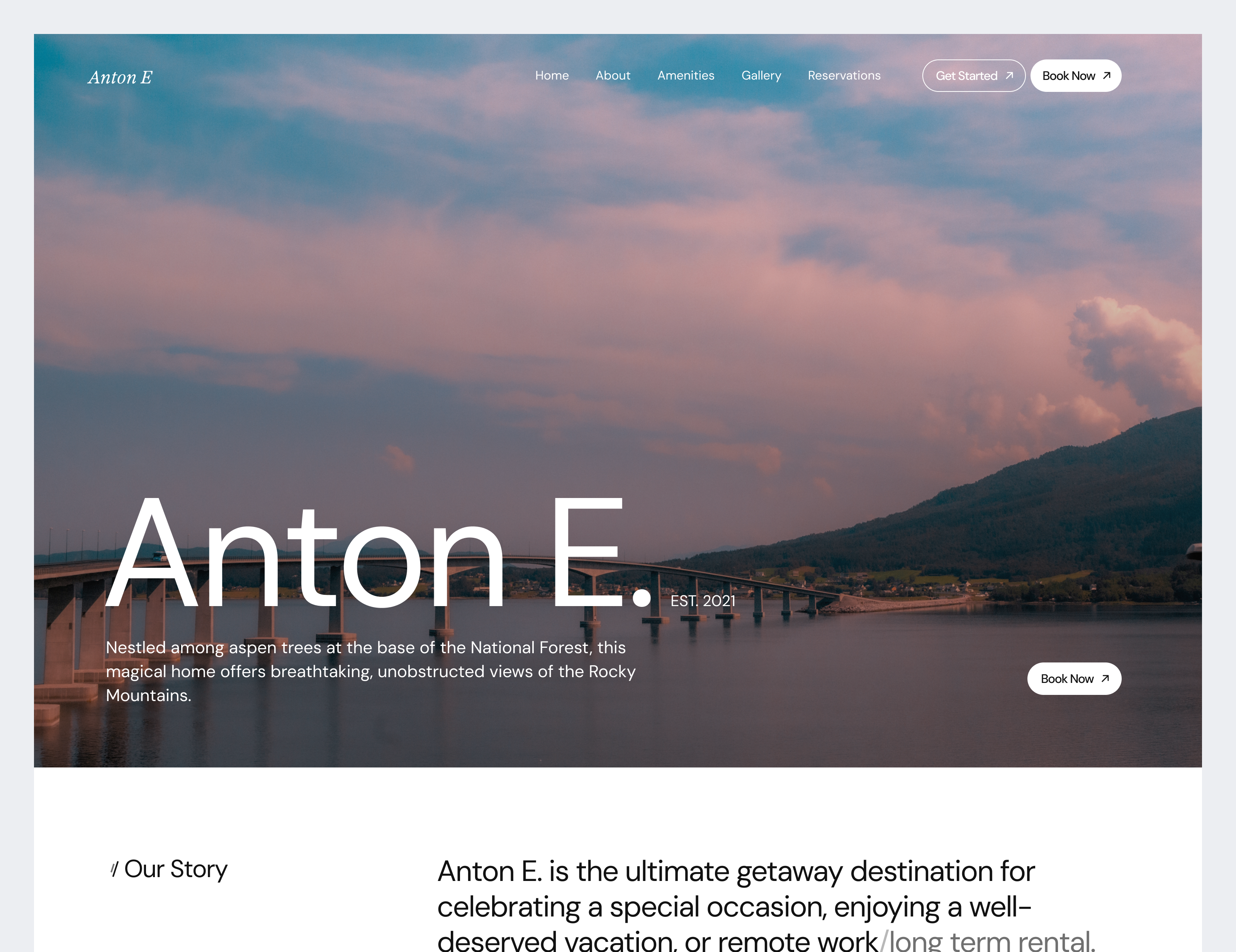 Anton E. — Luxury Mountain Resort Landing Page ai assistant ai dashboard app design branding design graphic design illustration landing page logo ui ux vector web website website design
