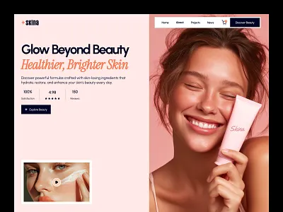 Skina — Skincare Product E-commerce Website Design beauty beautypage cosmetics website e commerce websit ecommerce header hero section landing page makeup online store product page design shopify shopify website skincare online skincare website skincare website design treatment website design