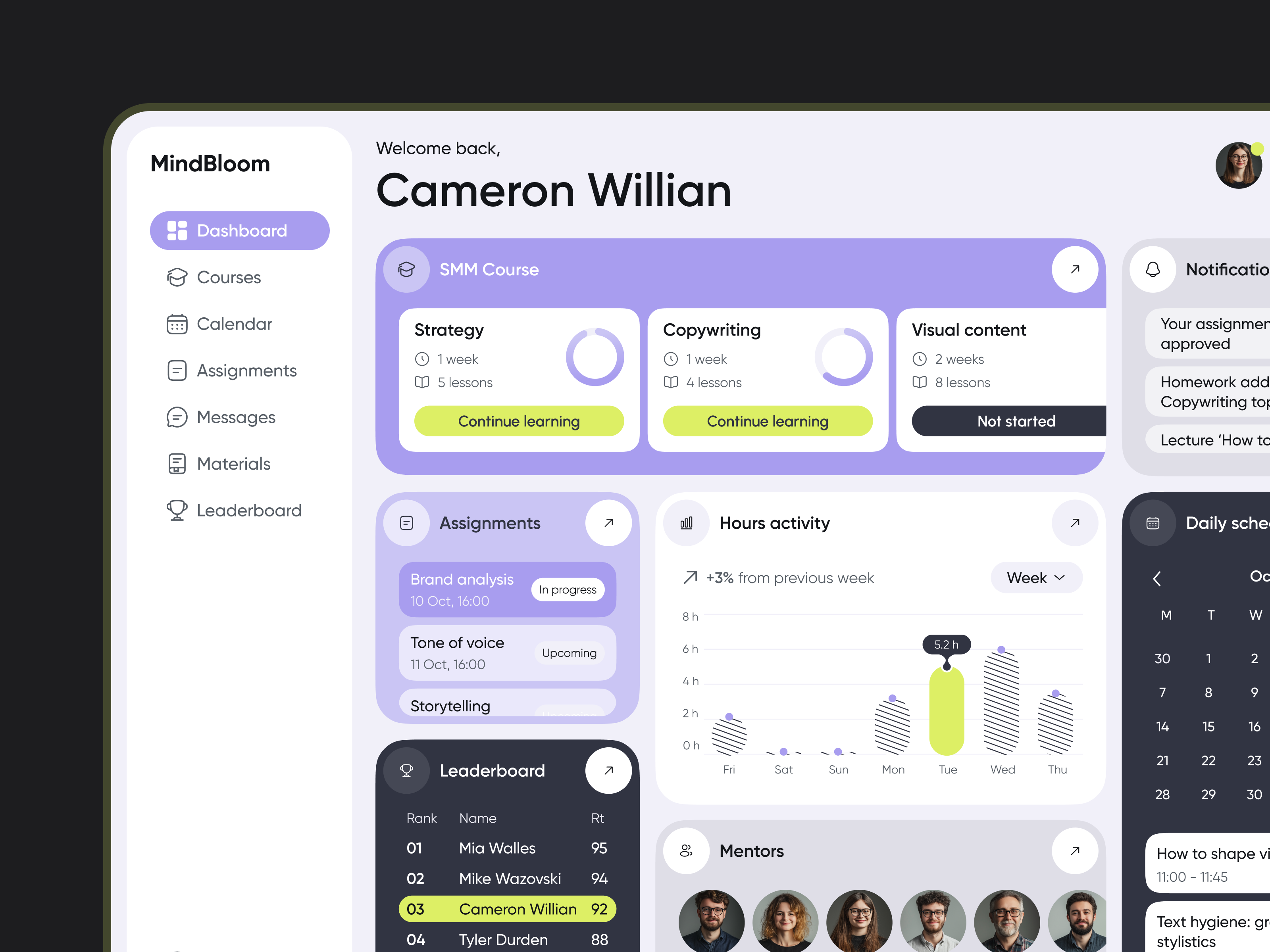 📊 Product design for learning platform | Hyperactive analytics board calendar chart concept course dashboard design edtech education hyperactive product design saas schedule ui ux