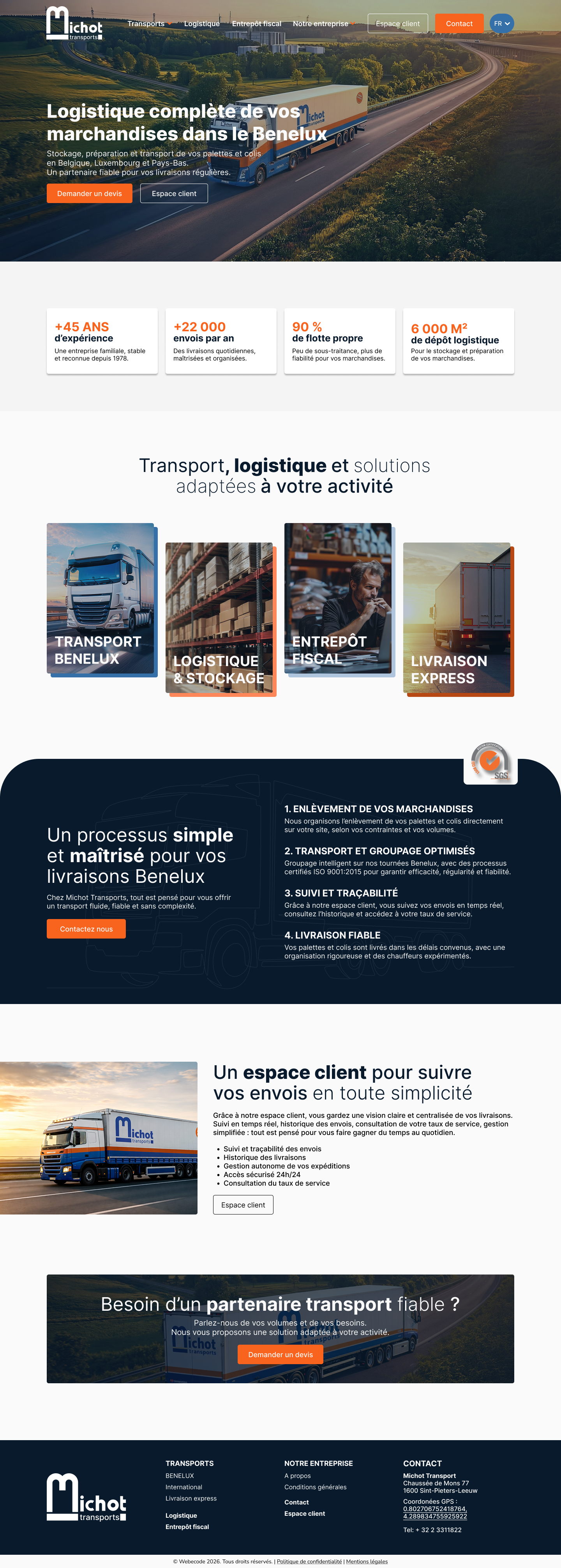 Maquette | Transport Michot camion graphic design transport ui ux