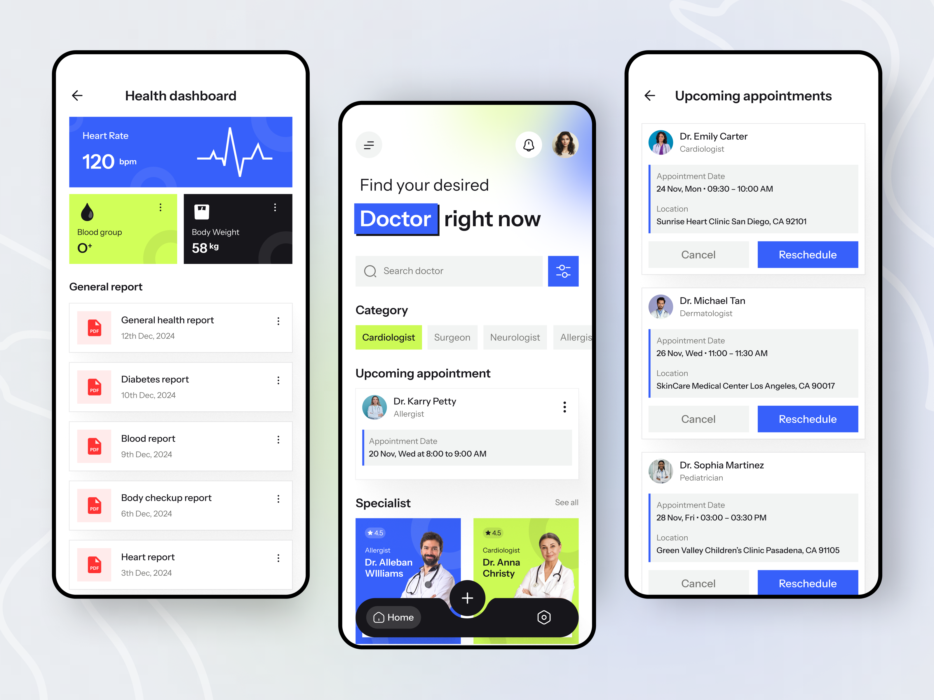 Smart Healthcare App UI – Doctor Booking & Health Dashboard app design doctor app doctor app design figma health app healthcare healthcare app design mobile app design modern ui ui ui design ui ux design ux design