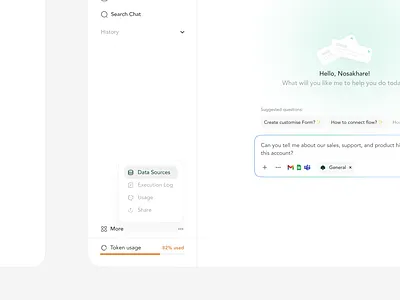 PlugIQ Luna AI Copilot Chat Agent `ai copilot agentic ai ai assistant ai chatbot chat ui clean ui conversation design copilot ui light mode machine learning` modern ui product design saas dashboard ui design ‎`ai tools` ‎`llm` ‎`openai` ‎`productivity ap