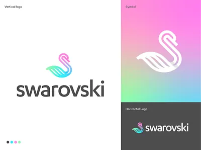 Swarovski Tech Brand Logo animal before and after bird brand guidelines branding colorful logo logodesign logodesigner mark minimal logo rebranding saas startup branding startup logo design swan symbol tech vibrant