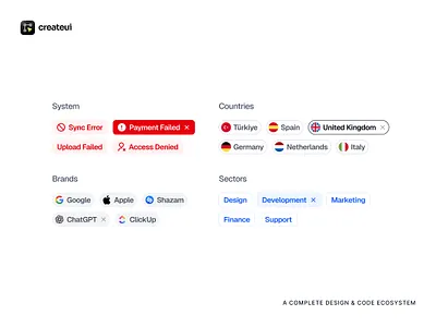 Create UI Design System - Chip Variants alert assets auto layout badge chip chip variant chips code country design design system error figma label landing page tag ui component ui design ui kit website