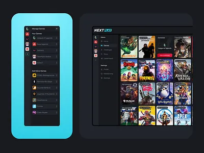 NEXTPLAY — Esports Games Library & Account Connection UI/UX account management apex legends competitive gaming cs2 dark ui dashboard design esports esports design figma game interface game library gaming platform gaming ui onboarding ui product design saas design ui design ux design valorant web design