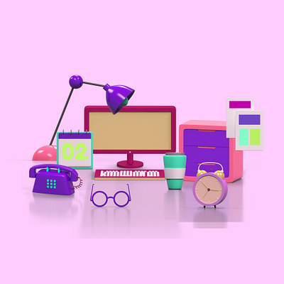 3d Minimal Work Desk 3d animation cute desk graphic design minimal motion graphics work