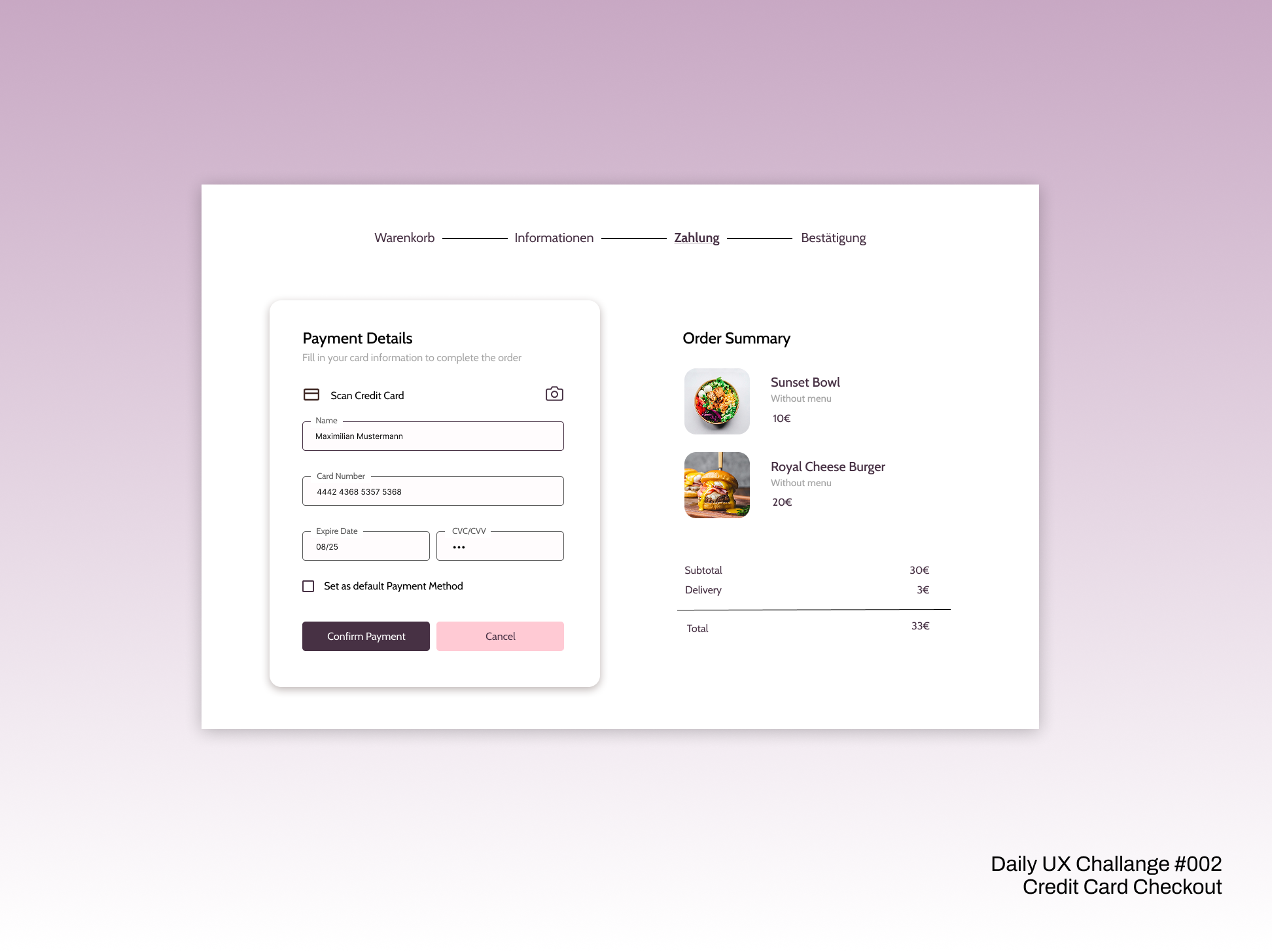 Daily UX Challenge #002 - Credit Card Check out
