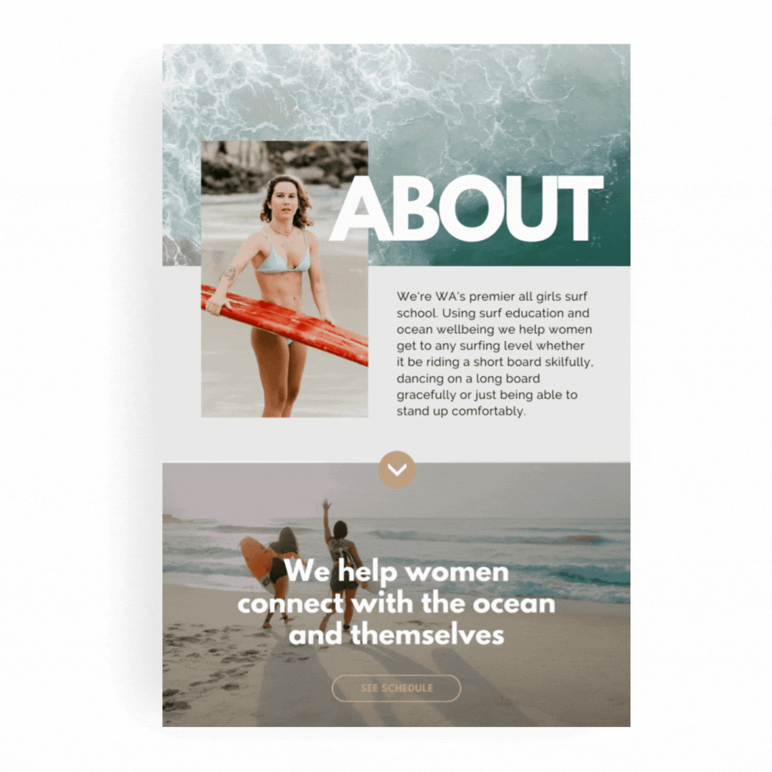 Surf Coach Website by PROUDLY coach website design custom website design showit custom website showit website designer