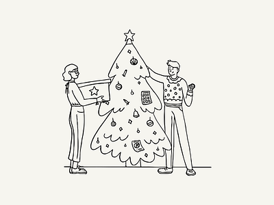 Man and woman decorating Christmas tree by Tea Tom on Dribbble
