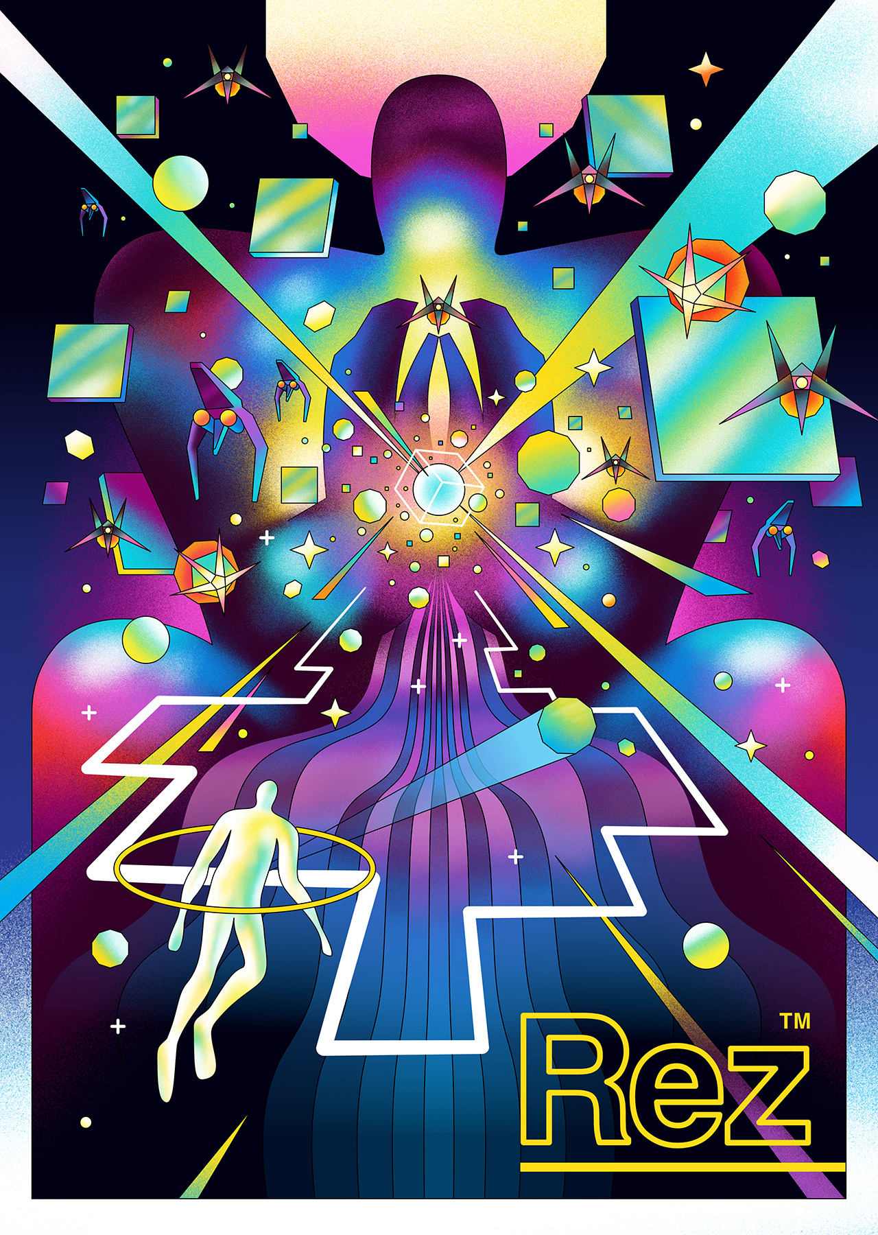 Rez abstract affinity art direction digital glow graphic illustration illustrator personal poster psychedelic rez rhythm sega surreal texture vector video game virtual vr