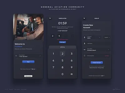 Login / Sign Up Screens 4pilot app design aviation fly flyshare login mobile app mobile design private pilot sign in sky