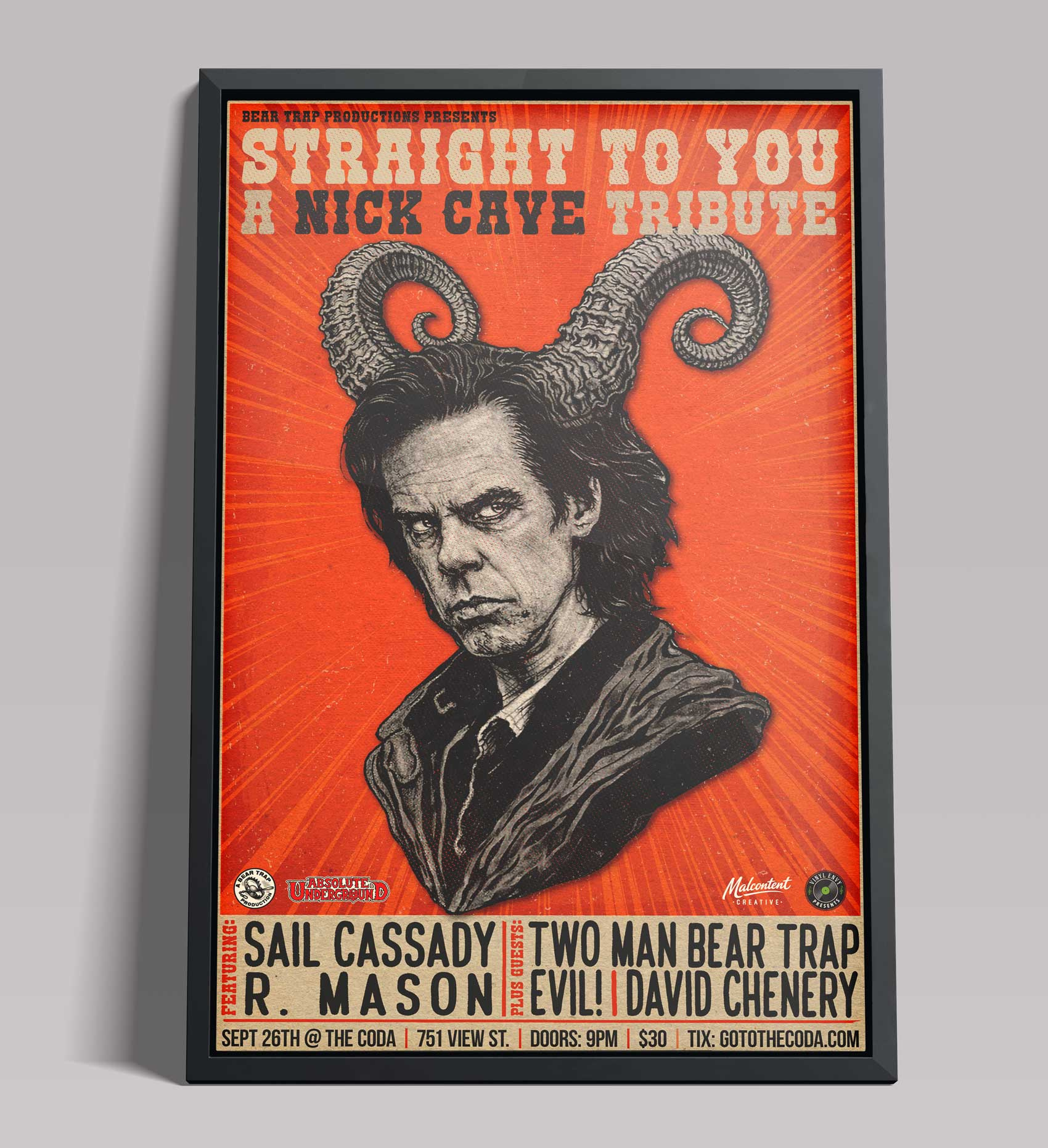 Poster Design: Nick Cave Tribute, Sail Cassidy, Victoria BC