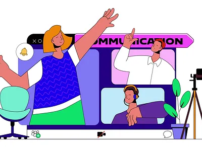 Animated Team Collaboration Scene animation character collaboration color composition design easing effects graphics lighting looping motion rendering scene storyboard storytelling timing