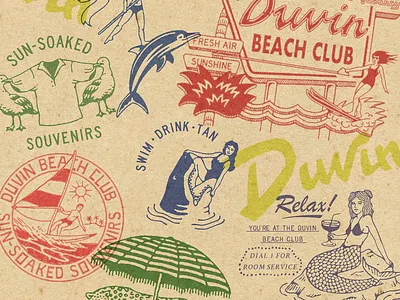 Duvin Summer Collection animal apparel badge beach branding design fashion graphic design hotel icon illustration logo mascot ocean summer tropical vintage