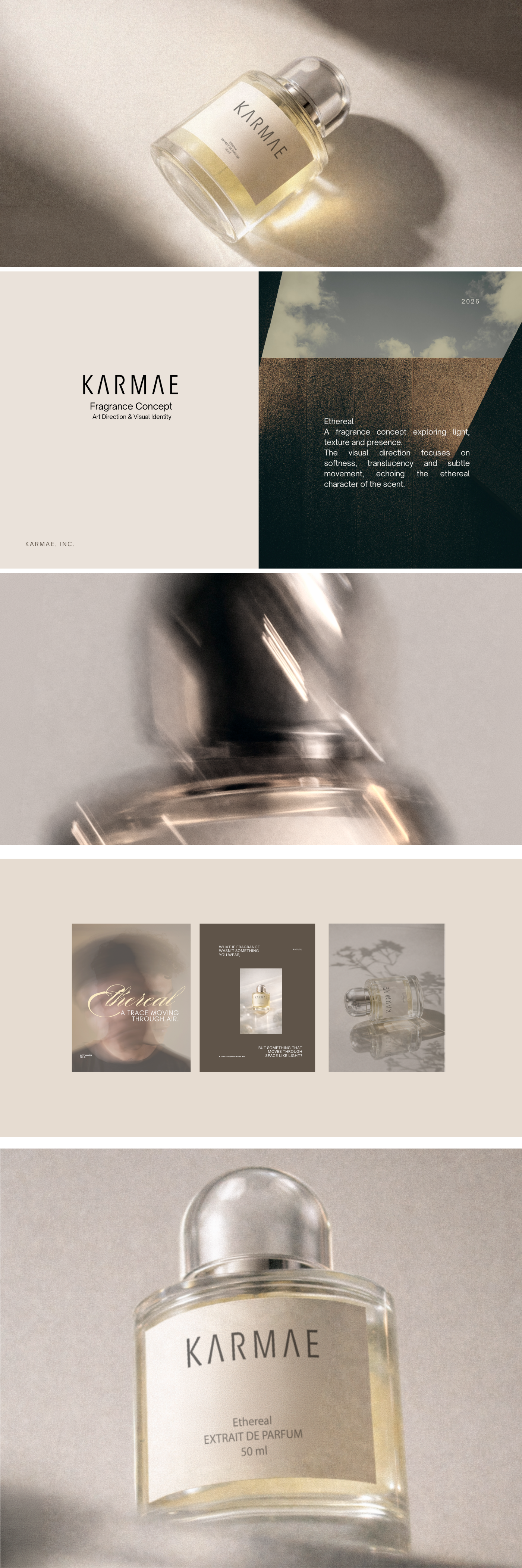 Karmae- Ethereal fragance concept branding design graphic design packaging