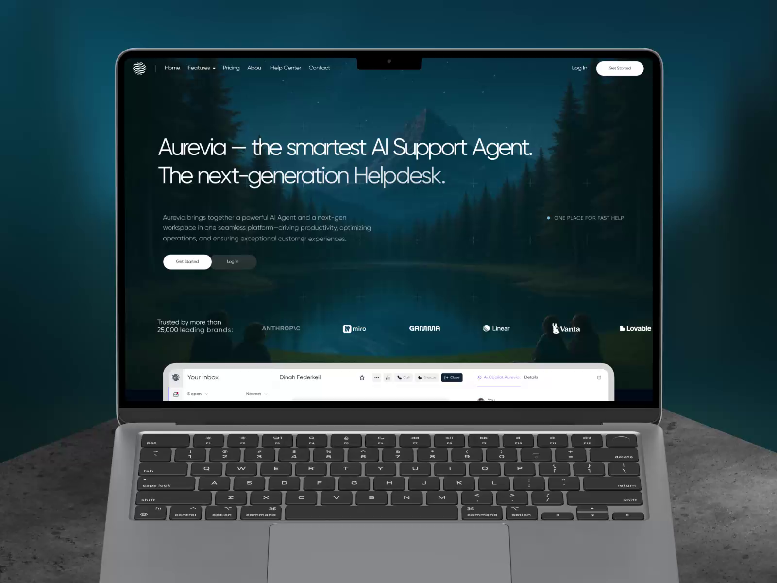 Example of Aurevia - AI Support Agent | SaaS Website Design