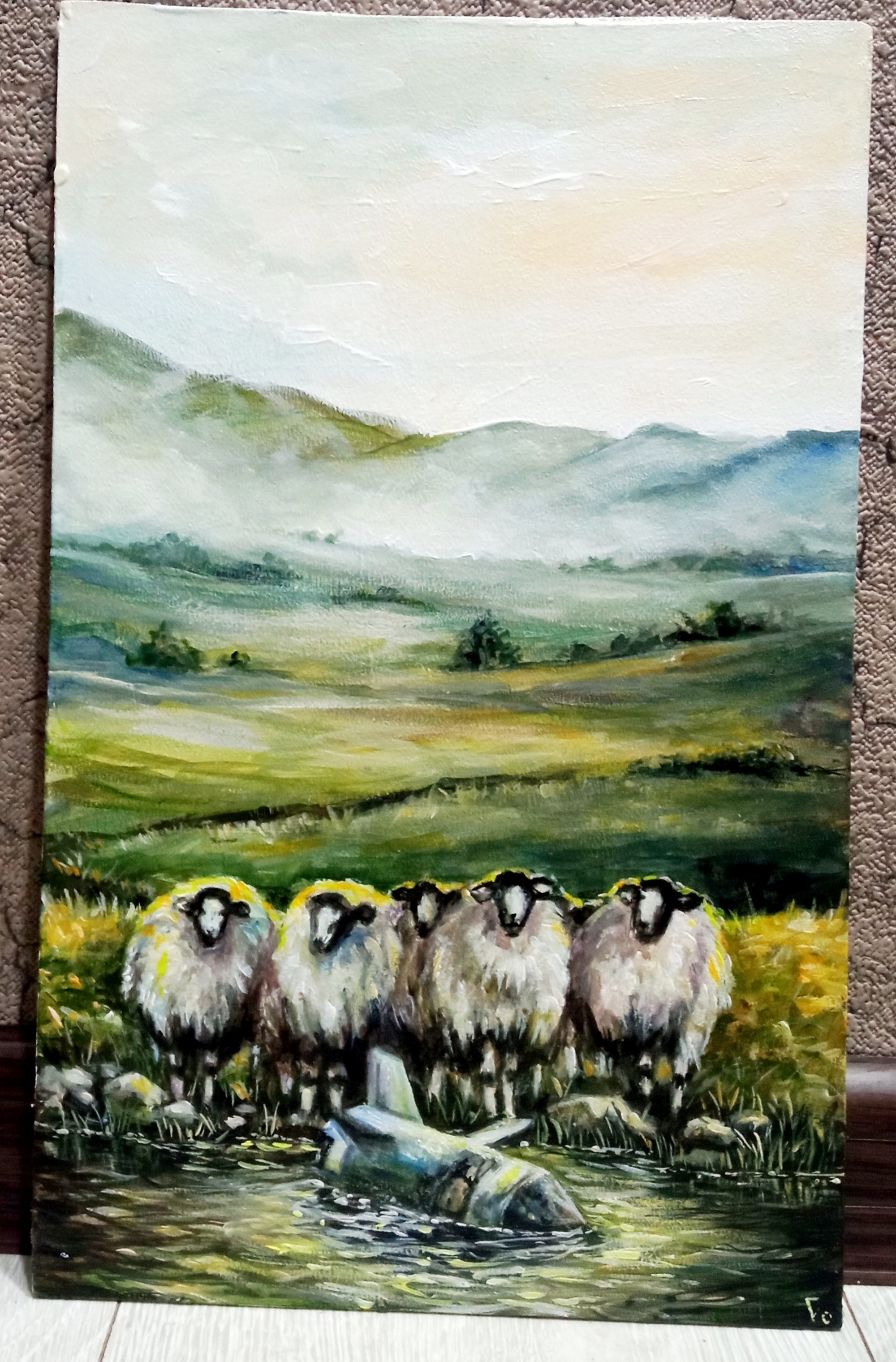 Original Painting Ukrainian War Art, Landscape Sheep, Nature Art art hand painted nature paint painting pet sheep ukraine war