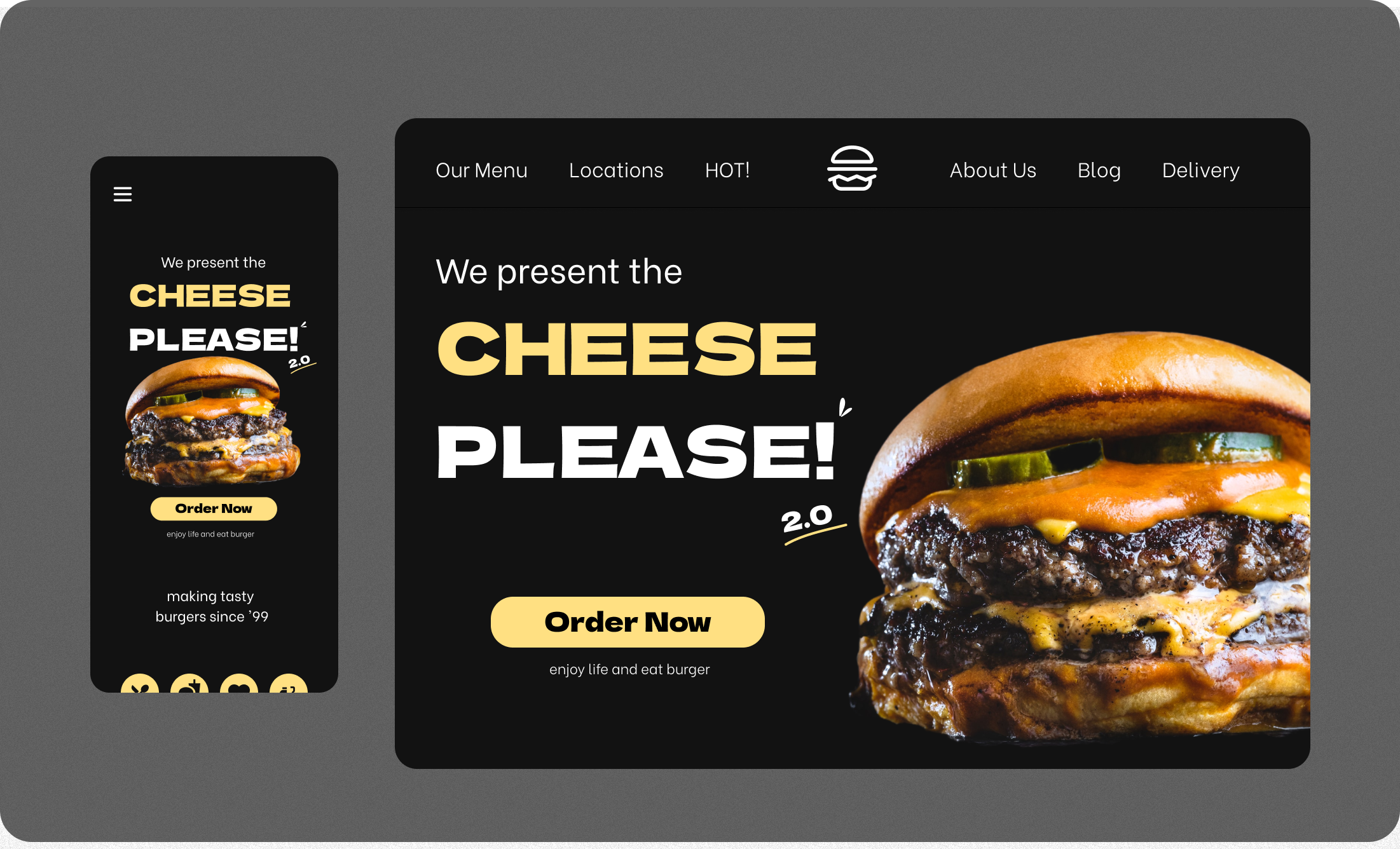Daily UI #003 - Landing Page 003 dailyui dailyuichallenge darktheme design desktop hamburger landingpage mobile ui uidesign ux